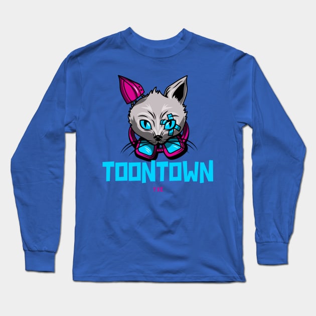 Cyberpunk Feline Fusion Town town YXE Logo Design Long Sleeve T-Shirt by Stooned in Stoon